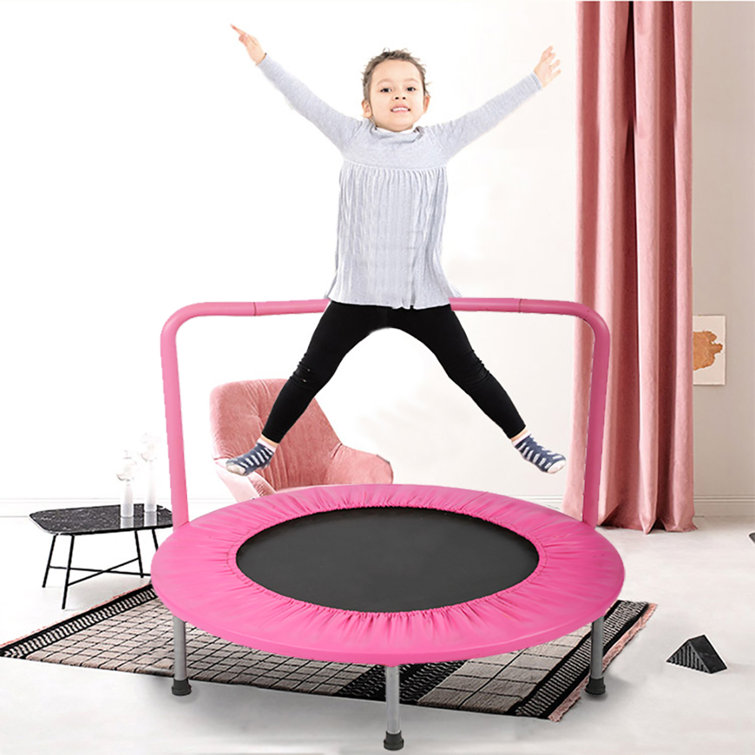 FDW 3 Foldable Round Indoor Kid Trampoline with Handlebar Wayfair
